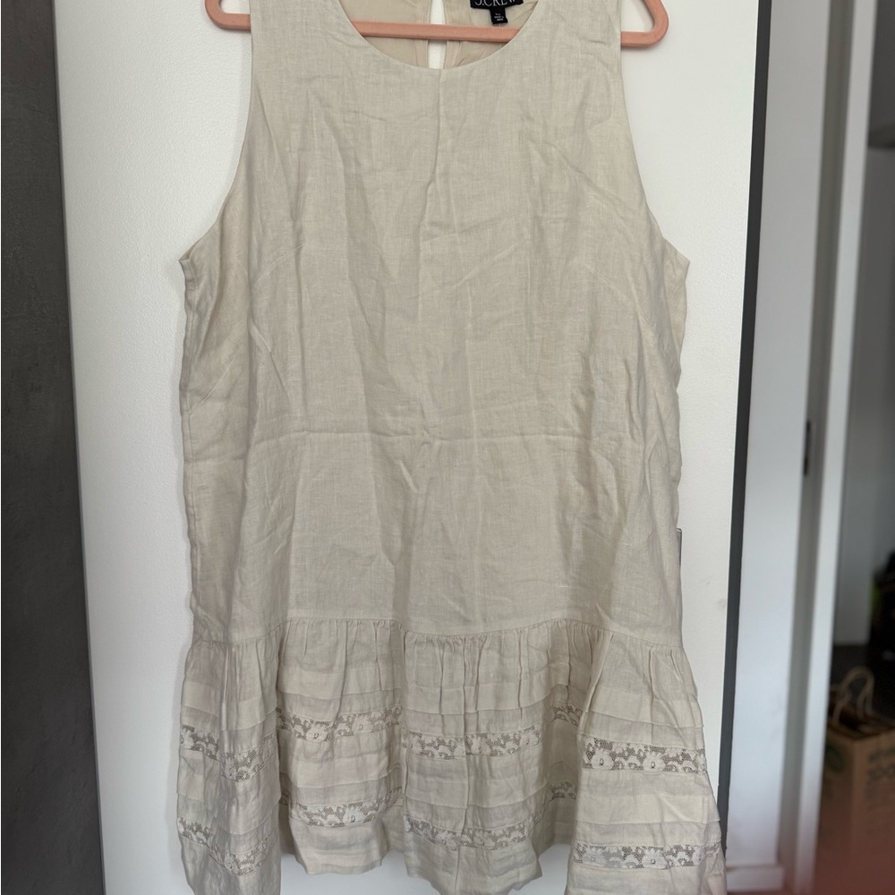 NWT J.Crew Maxine linen ruffle-trim dress - Picture 3 of 8
